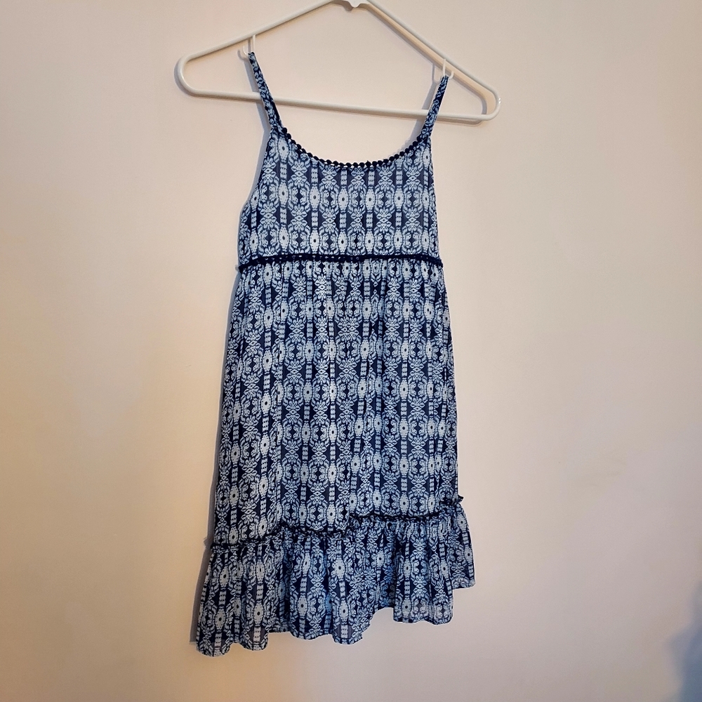 Pink & Violet Blue & White Geometric lined sun dress Size 8 Coquette Summer